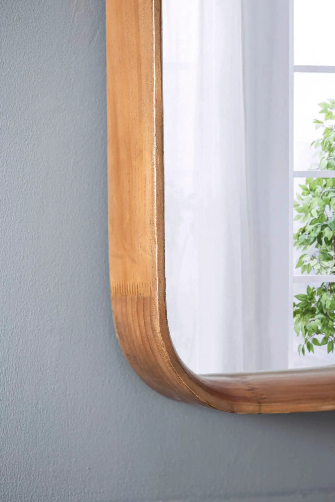 Square Mirror With Wood Frame, Wall Mirror For Living Room Bathroom Entryway - Brown by Unique Piece Furniture