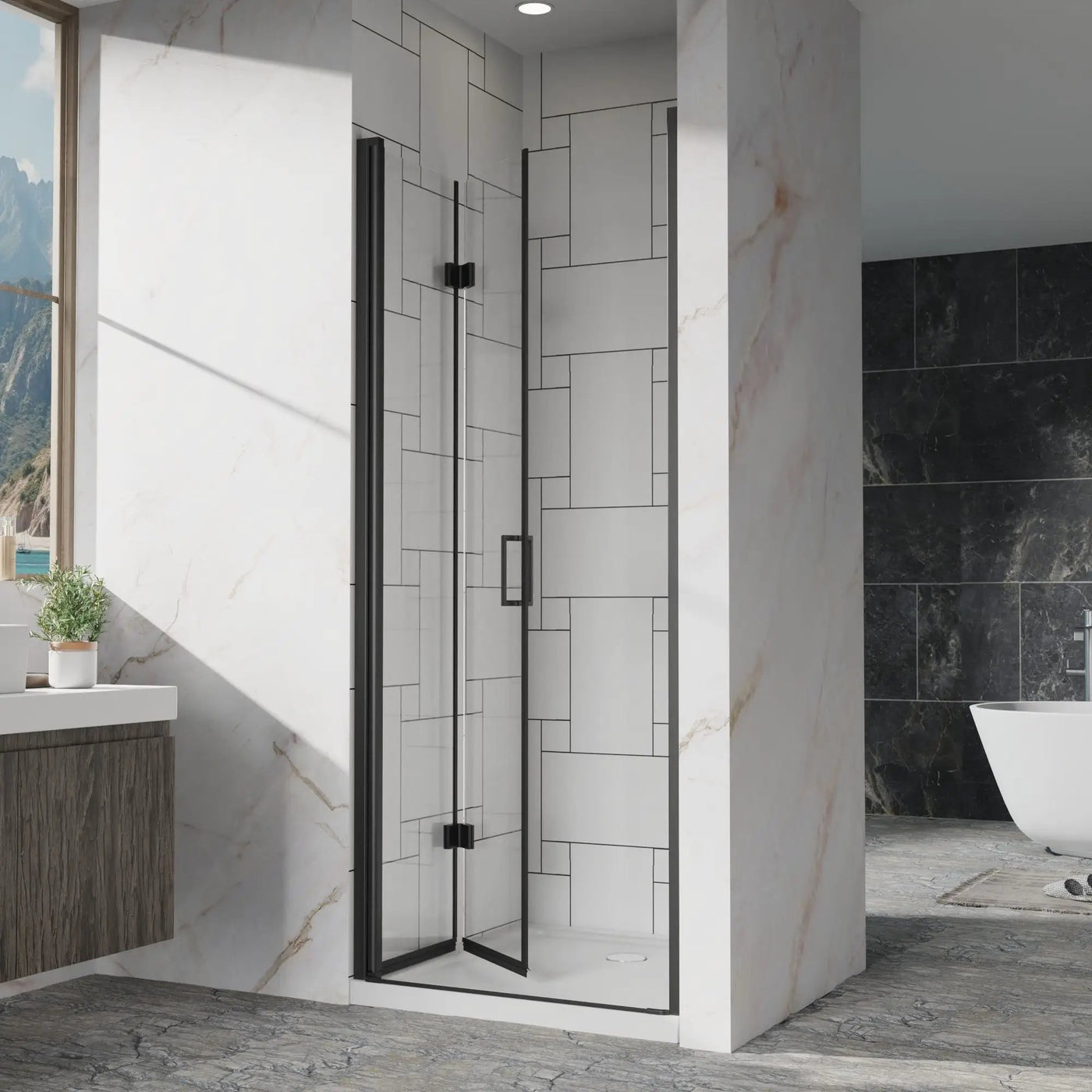 Bifold Frameless Shower Door With Tempered Clear Glass by HouseOfZazla