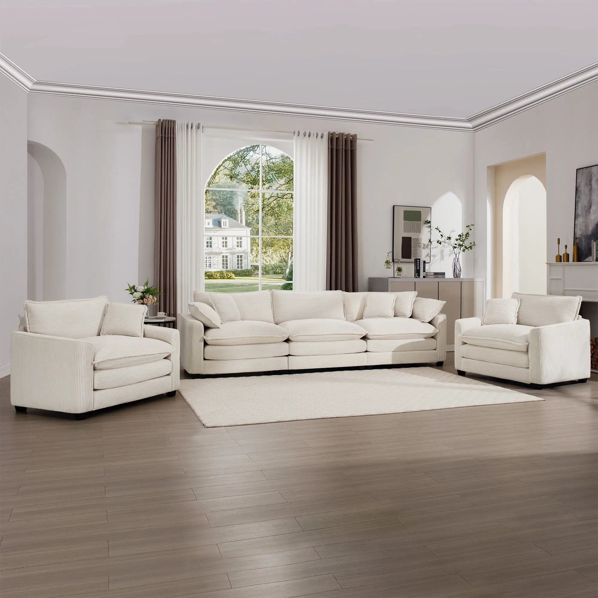 Elegant Oversized Sectional Sofa Set With Deep Seats And Flexible Layout by HouseOfZazla