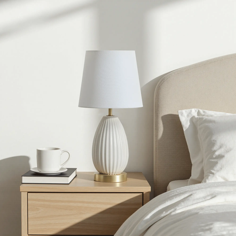 18-Inch Set of 2 Table Lamps, Antique Brass and White Finish by HouseOfZazla