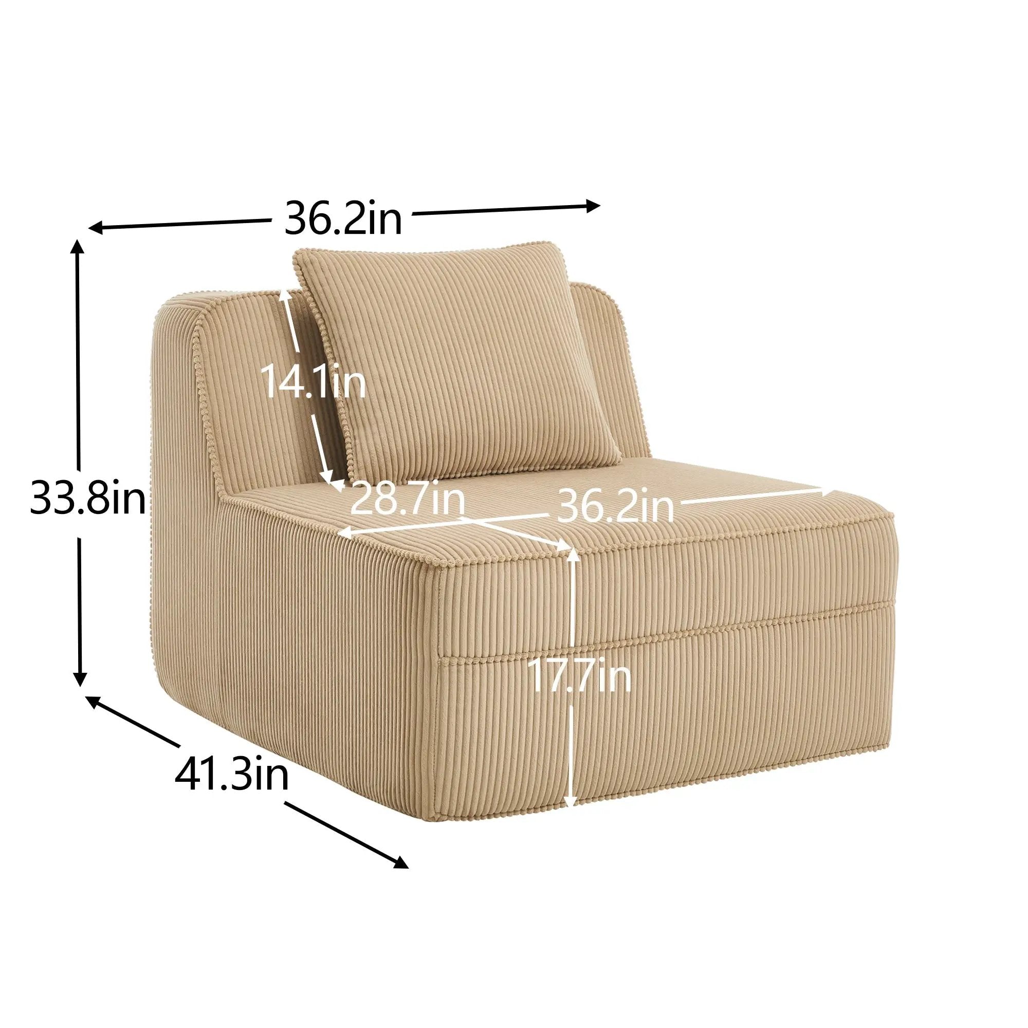 Armless Sofa With Pillow Corduroy - Camel by HouseOfZazla