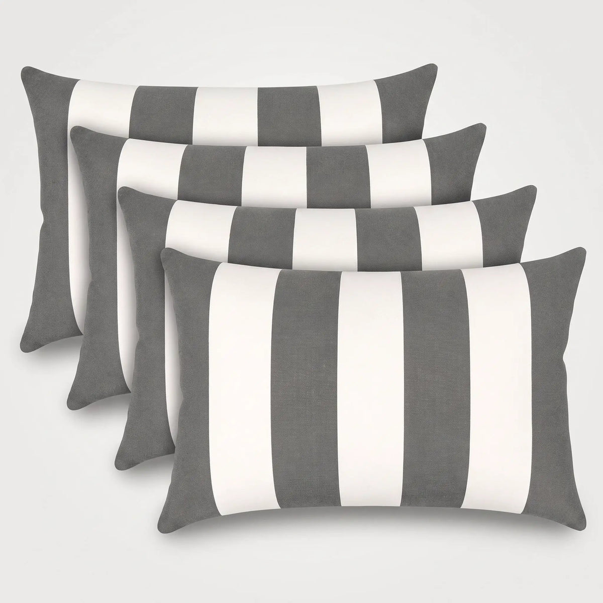 4 Pack Outdoor Lumbar Pillow with Inserts - Gray/White Striped by HouseOfZazla