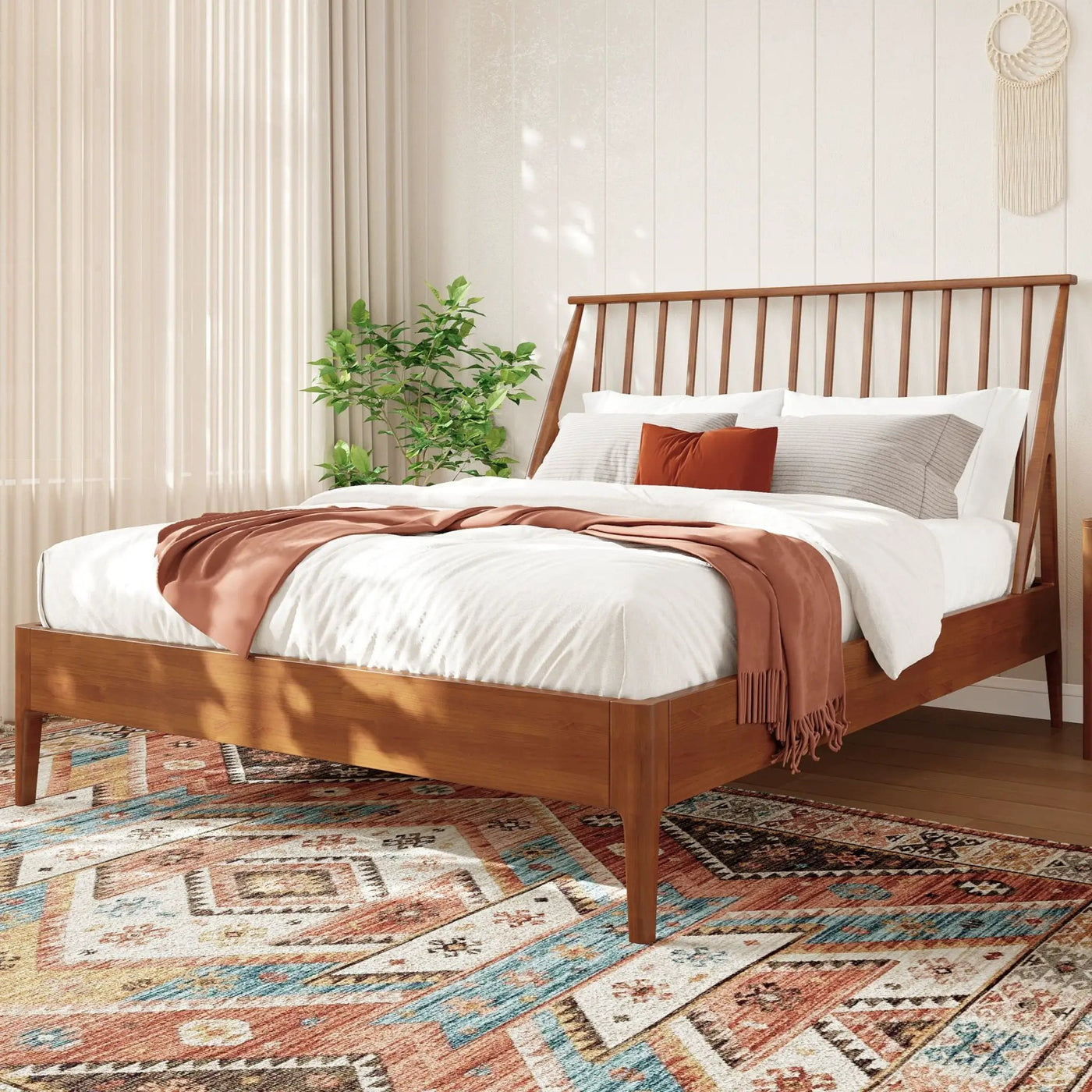 Bohemian Platform Bed With Tall Headboard by HouseOfZazla