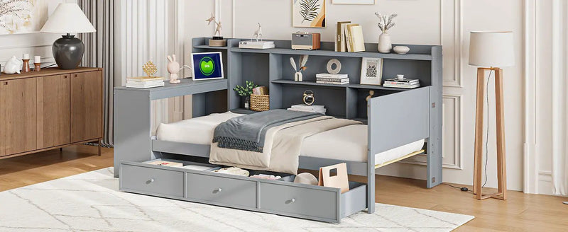 Daybed With 3 Drawers USB Ports And Desk by HouseOfZazla