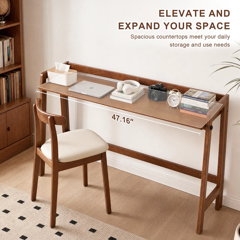 Solid Wood Folding Desk, 49" Mid Century Modern Computer Desk by HouseOfZazla