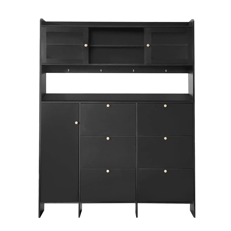 On Trend Multifunctional Tipping Bucket Shoe Cabinet With Storage Shelf & 6 Flip Drawers by HouseOfZazla