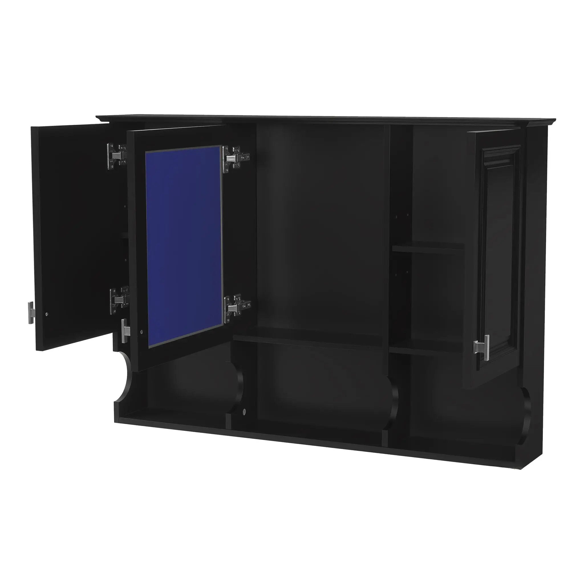 Modern Wall Mounted Mirror Medicine Cabinet With Open Shelves, Adjustable Interior, Storage Over Toilet by Unique Piece Furniture