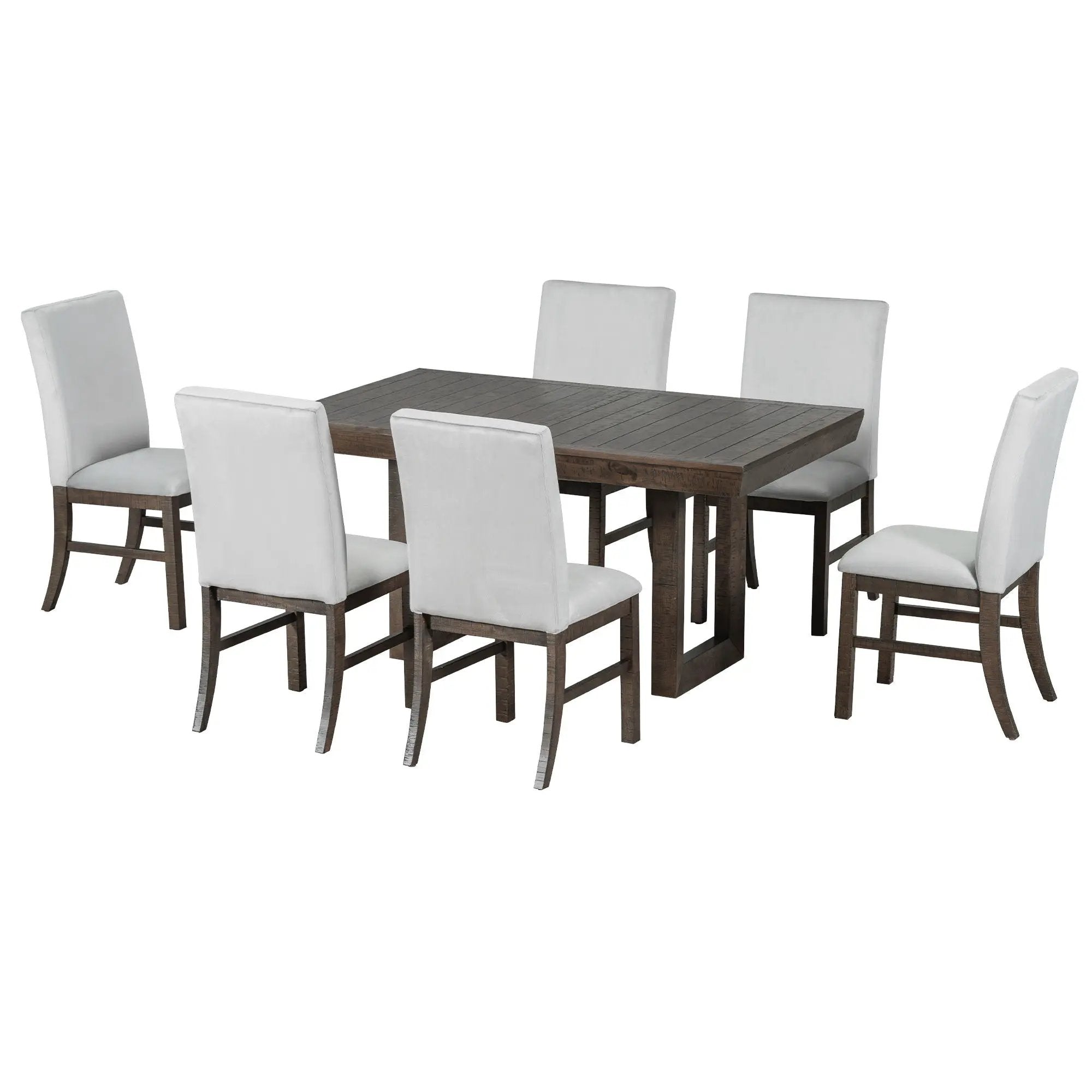 Topmax - 7 Piece Traditional Extendable Dining Table Set With Butterfly Leaf And 6 Upholstered Dining Table Set by HouseOfZazla