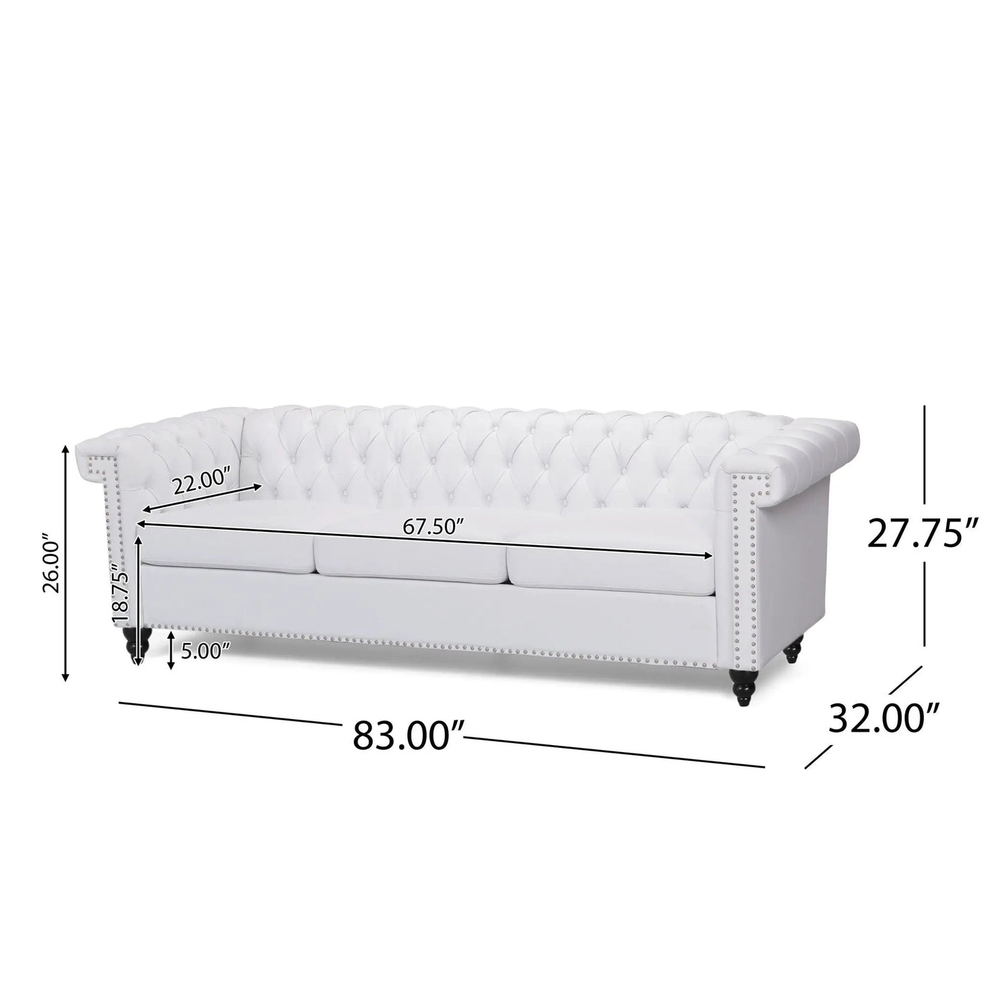 Chesterfield Style 3 Seater Sofa With Deep Button Tufting by HouseOfZazla