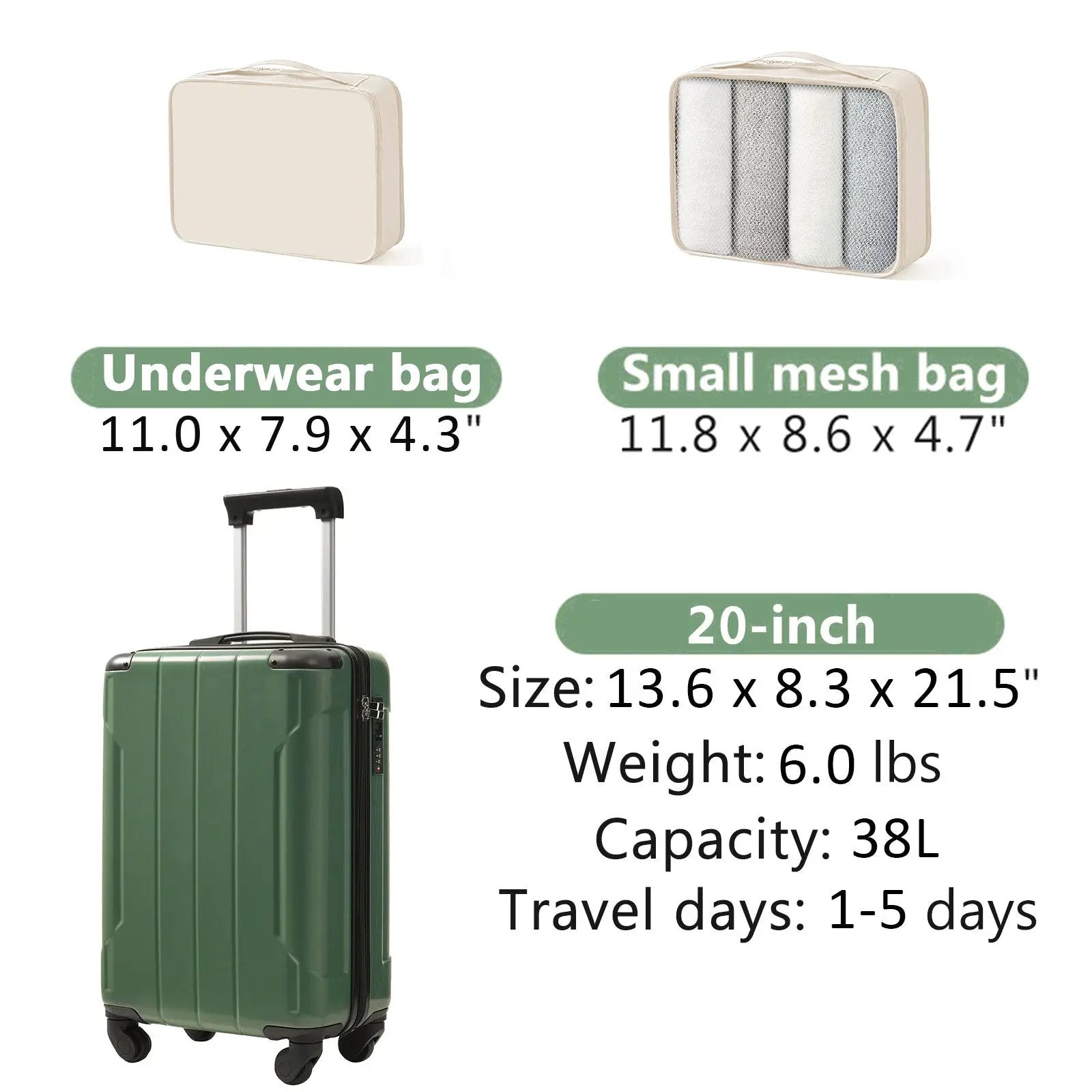 20-Inch Hardshell Carry-On Luggage by HouseOfZazla