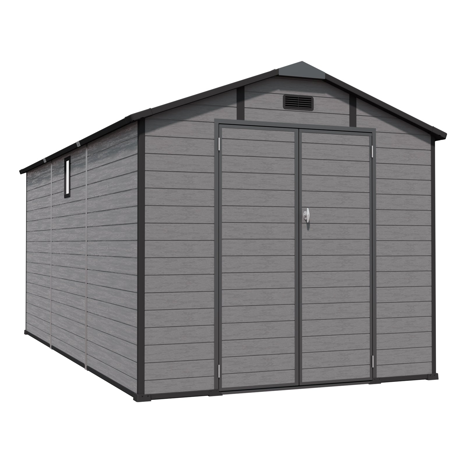 8x14 FT Plastic Outdoor Storage Shed - Lockable Resin Tool Shed with 2 Window & 3 Air vents by HouseOfZazla