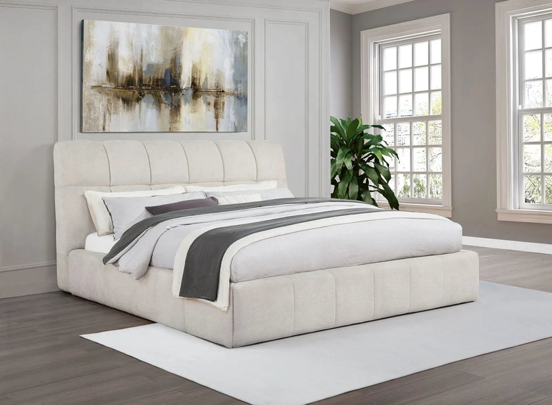 Nollet 48-inch Upholstered California King Platform Bed Cream by Unique Piece Furniture