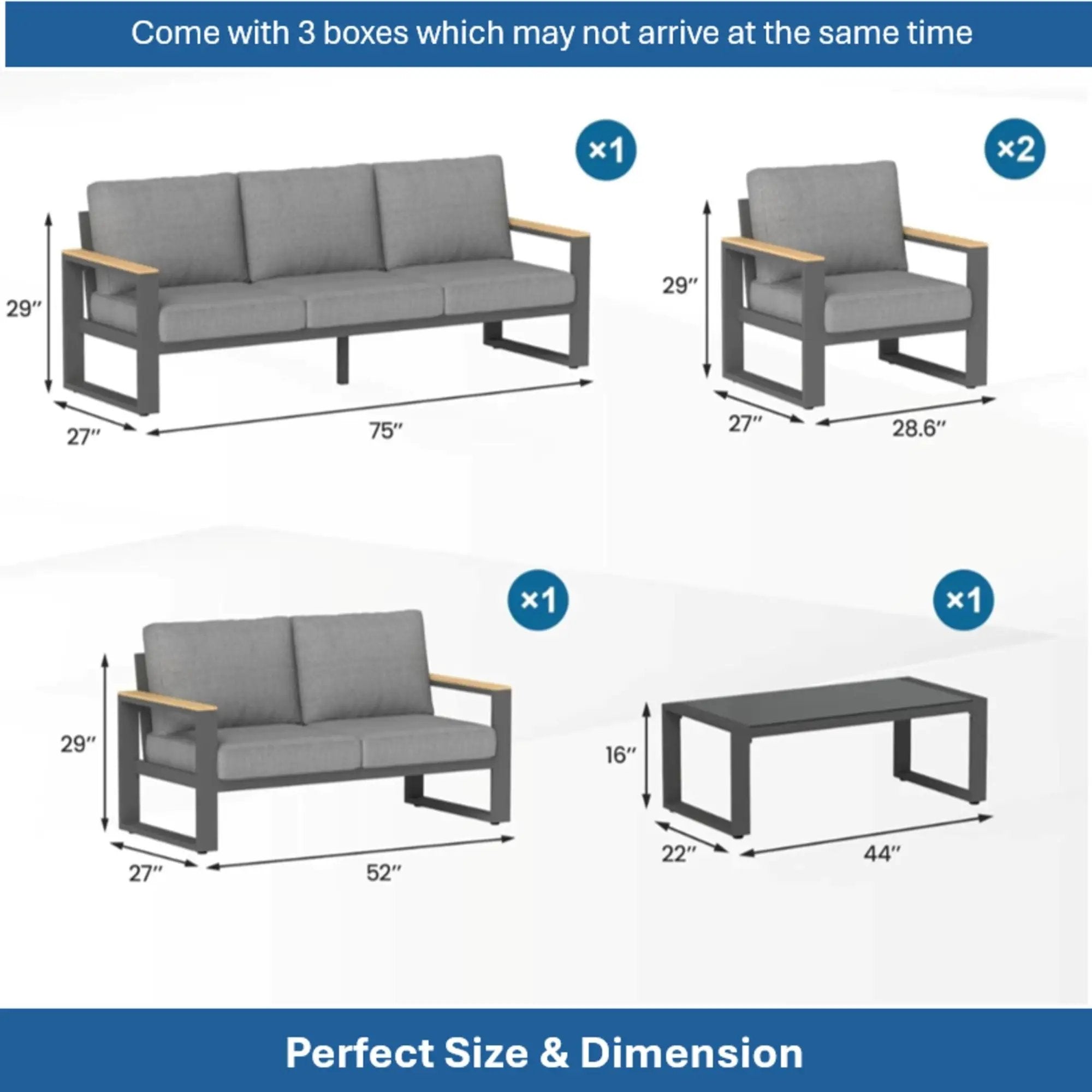 Modern Outdoor Sofa Set With Coffee Table by HouseOfZazla
