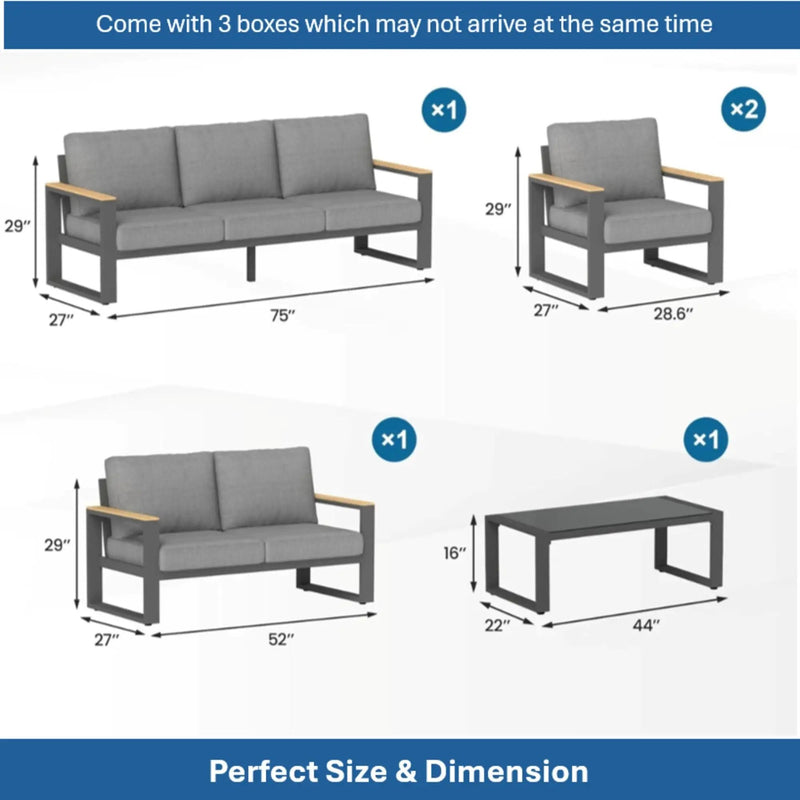 Modern Outdoor Sofa Set With Coffee Table by HouseOfZazla