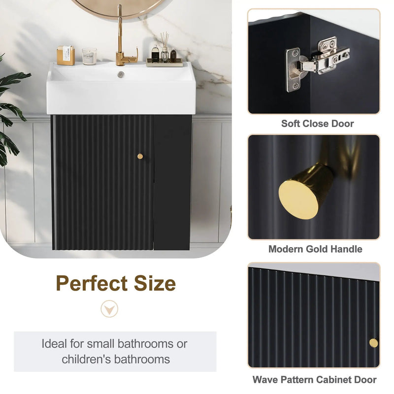 Modern Floating Bathroom Vanity With Ceramic Basin Perfect For Small Bathrooms by Unique Piece Furniture