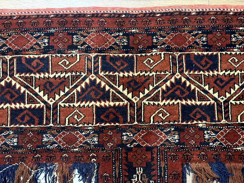 Antique Afghan Beshir Tent Header Textile Rug, Tribal Collectible, Wool by Jewel Rugs