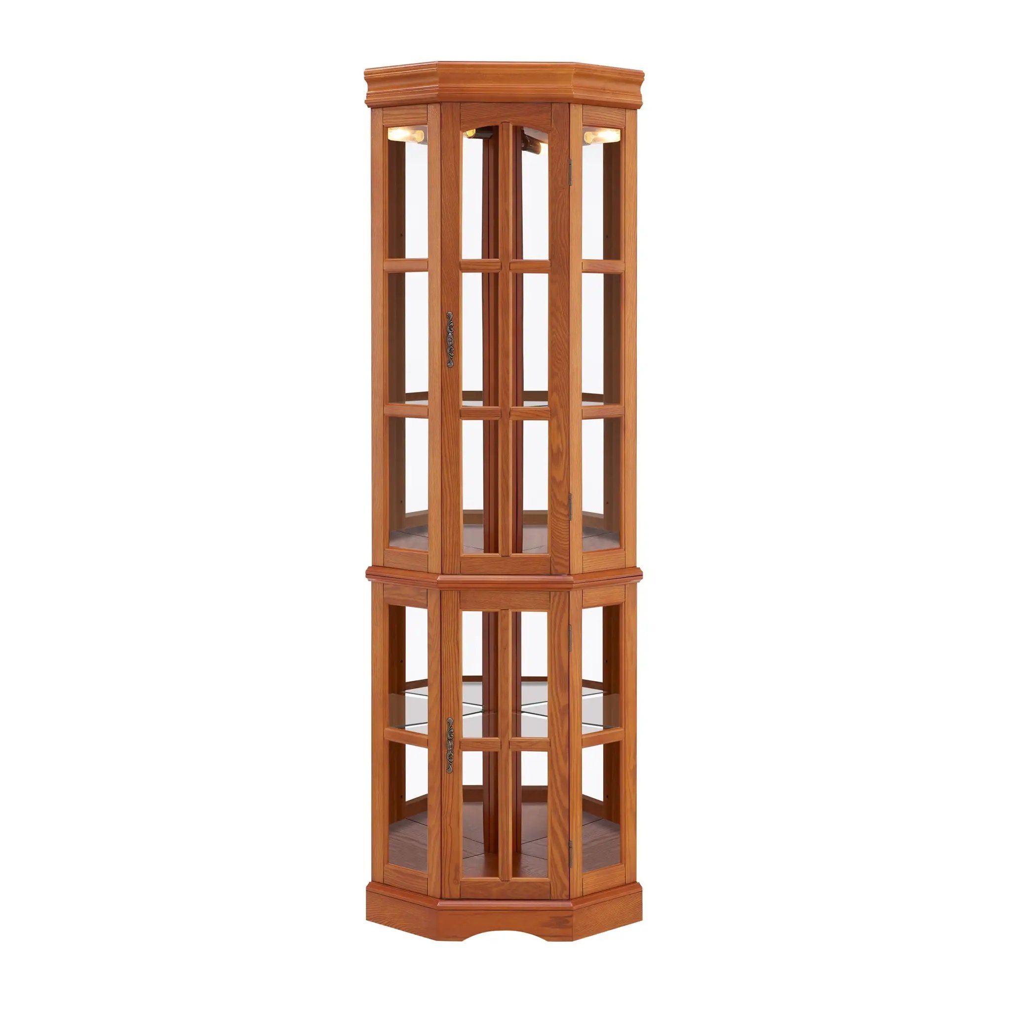 Corner Curio Cabinet With 5 Shelves And Lighting System (E26 Light Bulb Not Included) by Unique Piece Furniture