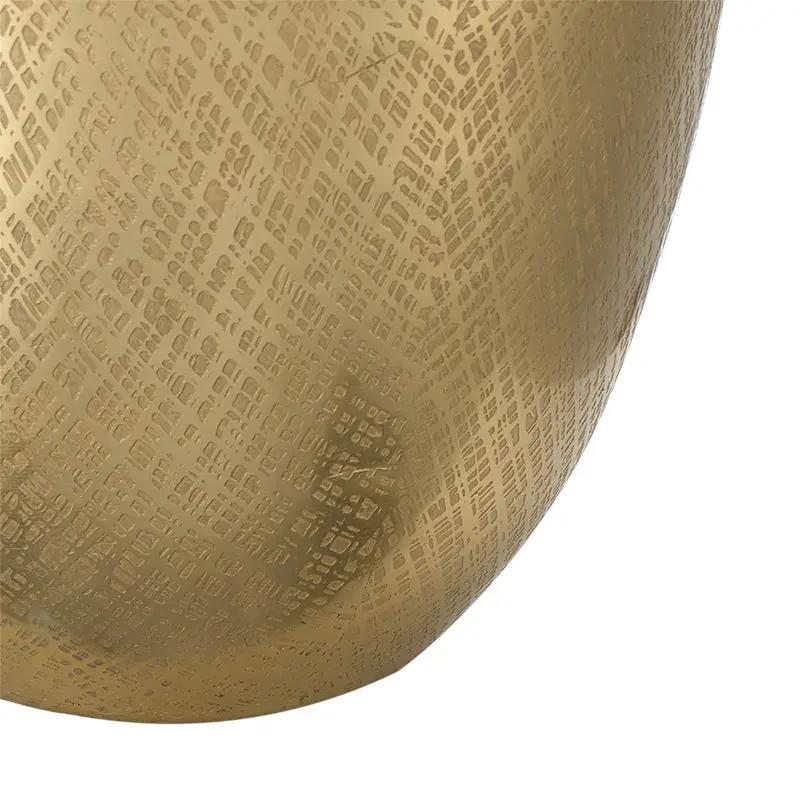 D15x25.7' Round Aluminum Sheet Gold Table Lamp with White Fabric Shade by HouseOfZazla