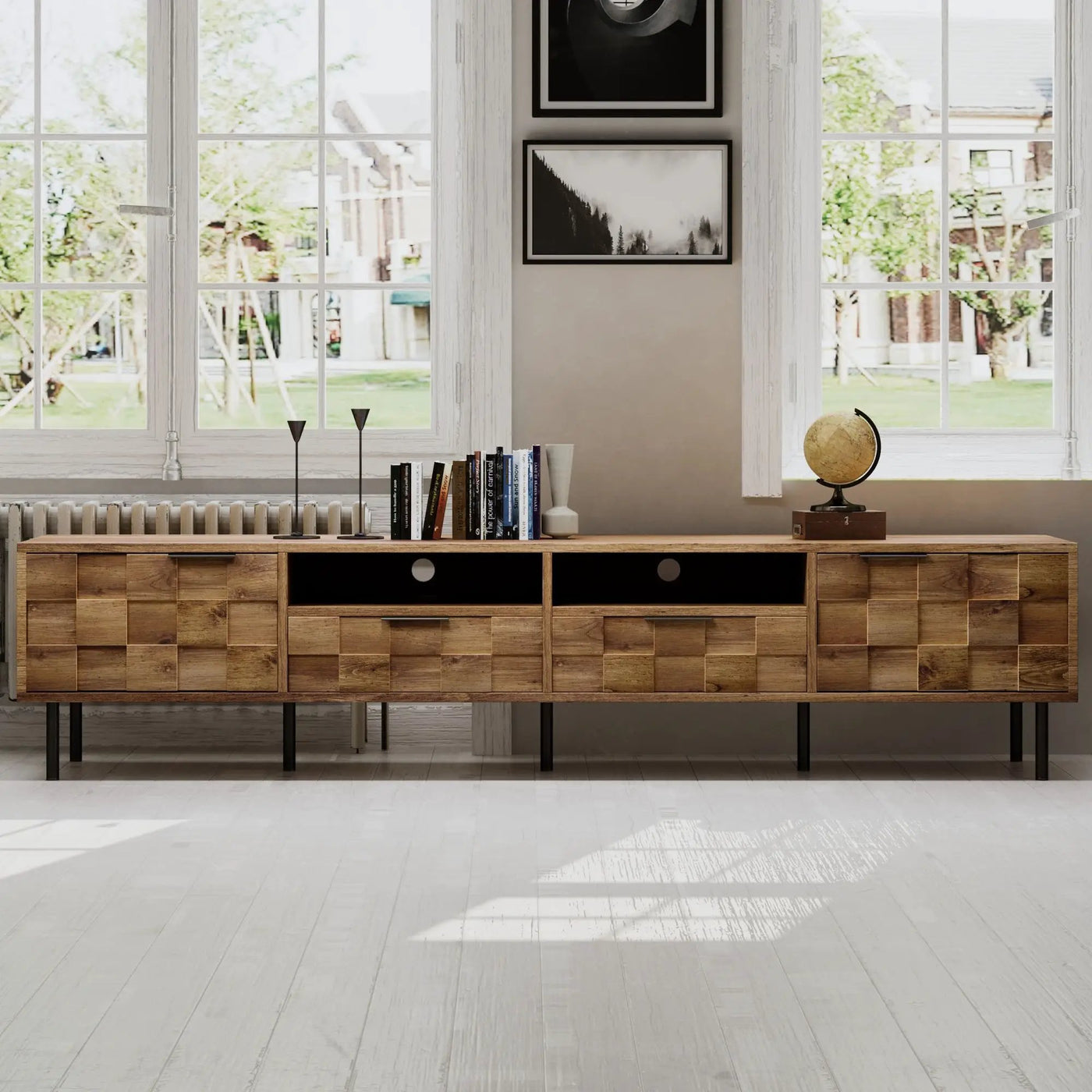 TV Stand With 2 Drawers, Media Console Table, Storage Cabinet With Cable Management by Unique Piece Furniture