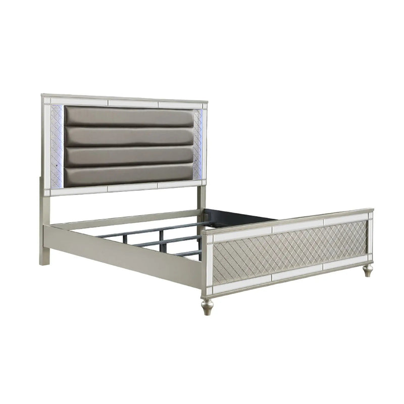 Modern Panel Bed Wit Tufted Design And Integrated LED Lighting by Unique Piece Furniture