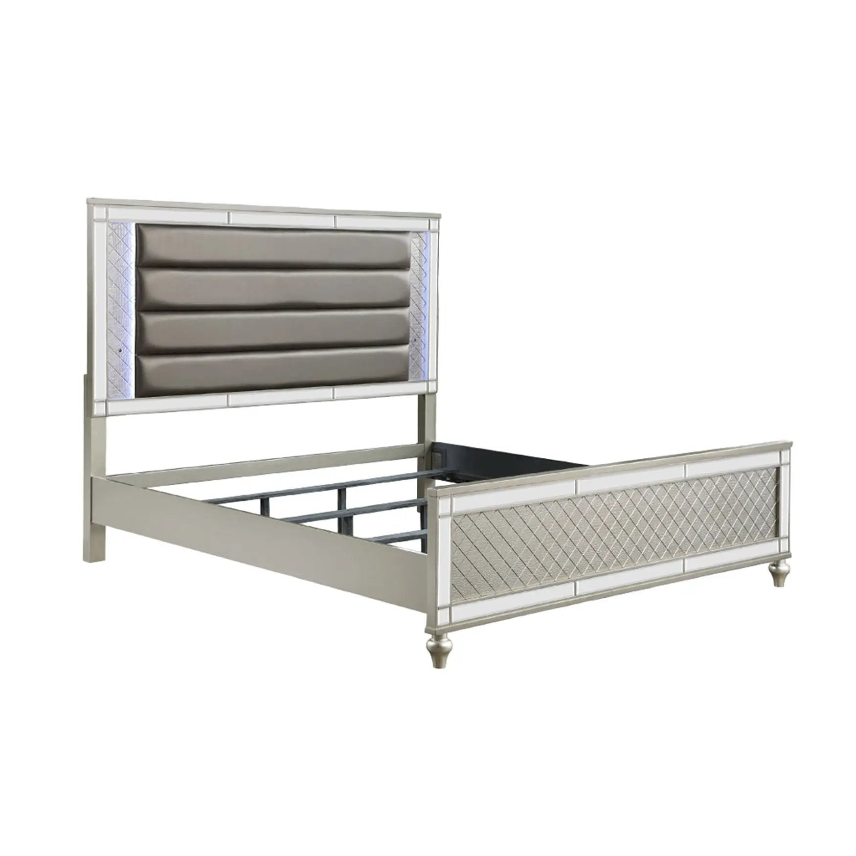 Modern Panel Bed Wit Tufted Design And Integrated LED Lighting by HouseOfZazla