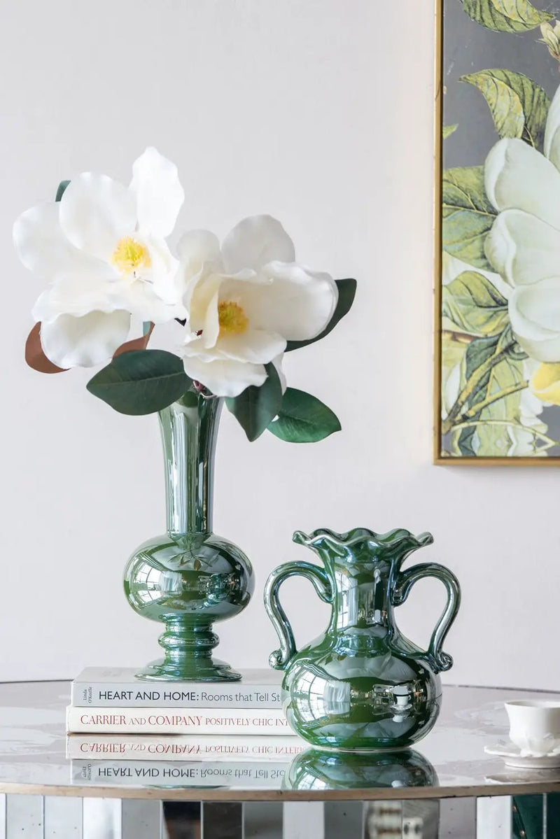 Round Dining Table With Elegant Floral Design And Mirrored - Silver Multi by HouseOfZazla