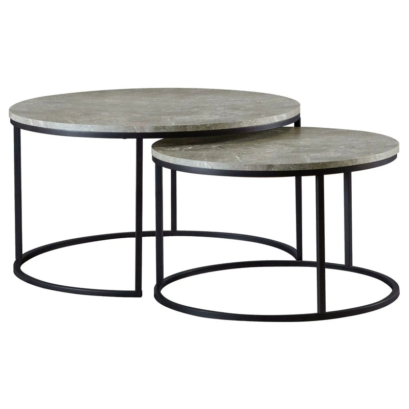 Hanover - 2 Piece Round Nesting Coffee Tables - Gray by HouseOfZazla