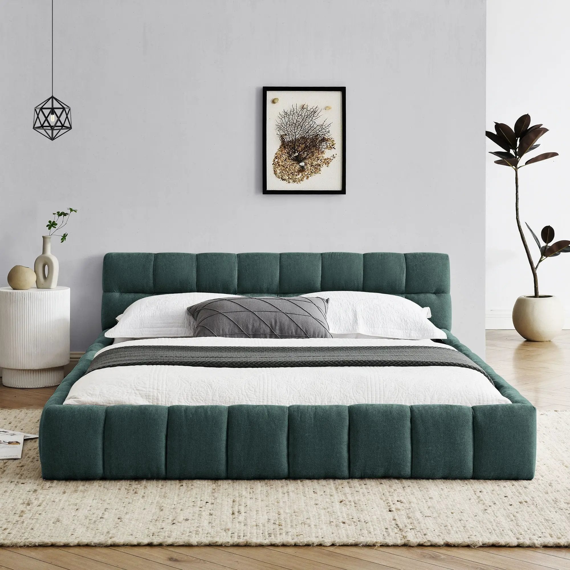 Modern Platform Bed Frame With Thick Fabric by Unique Piece Furniture