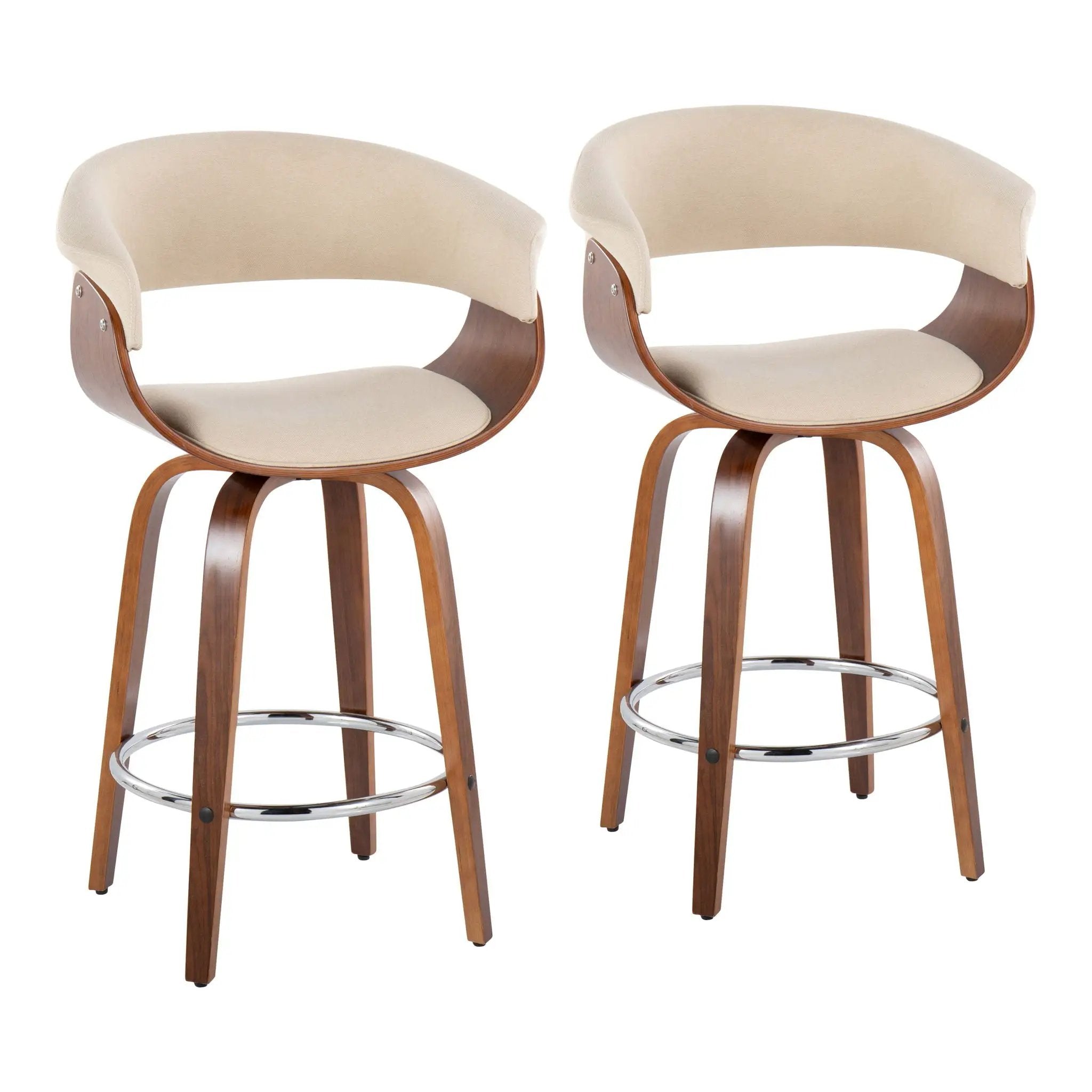 Vintage Mod - Mid Century Modern Fixed Height Counter Stool With Swivel With Round Footrest (Set of 2) by HouseOfZazla