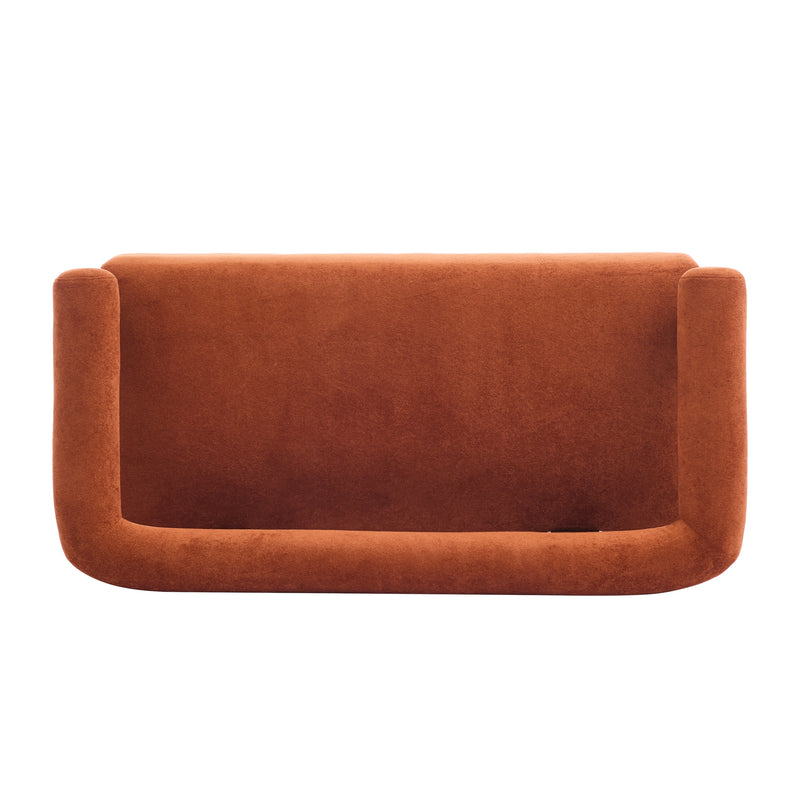 Round Armrest Loveseat (Dark Orange + Brown) by HouseOfZazla