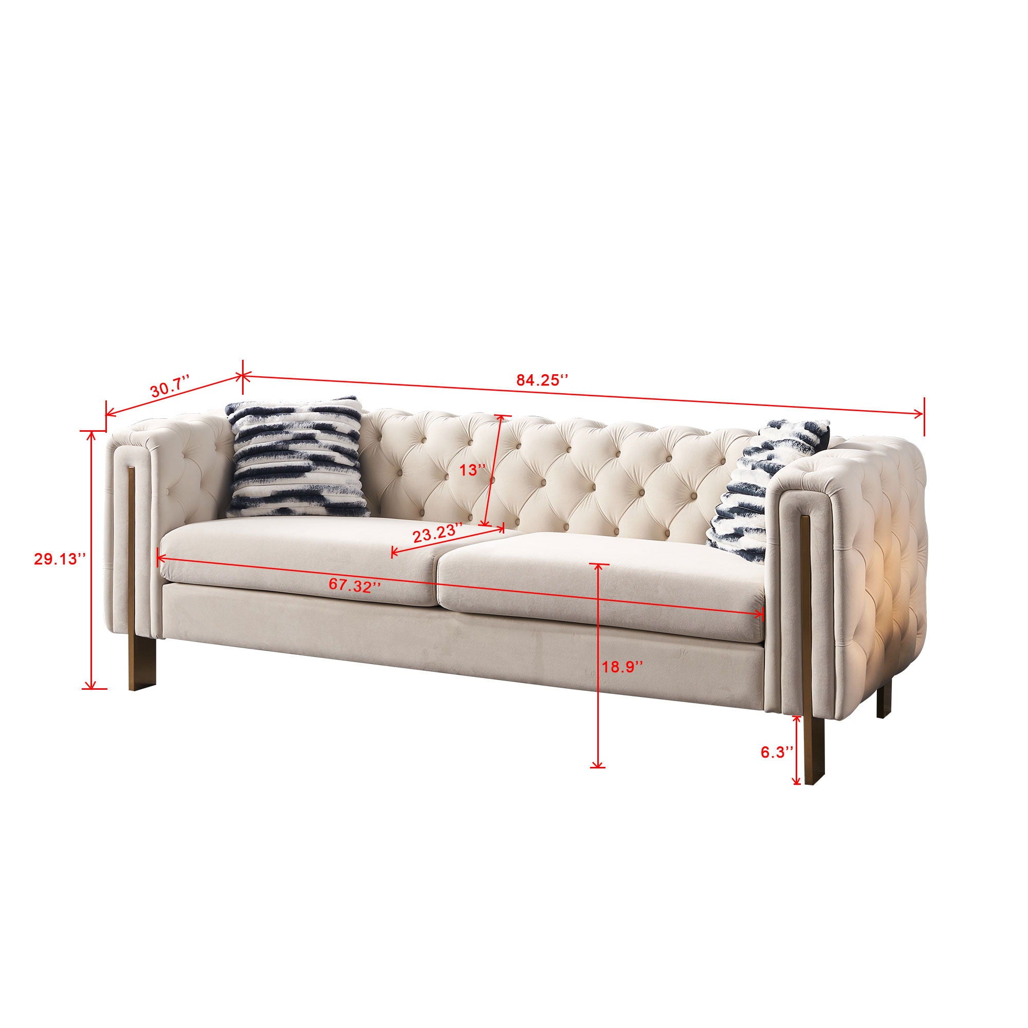 Chesterfield - Modern Tufted Living Room Sofa, 84.25''W Couch by HouseOfZazla