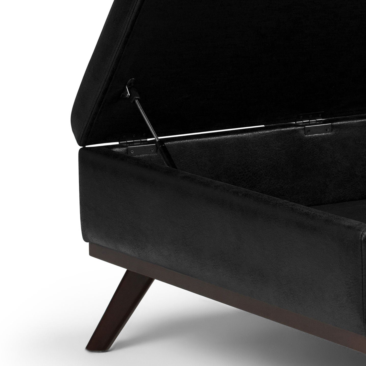 Owen - Square Coffee Table Storage Ottoman - Distressed Black by HouseOfZazla