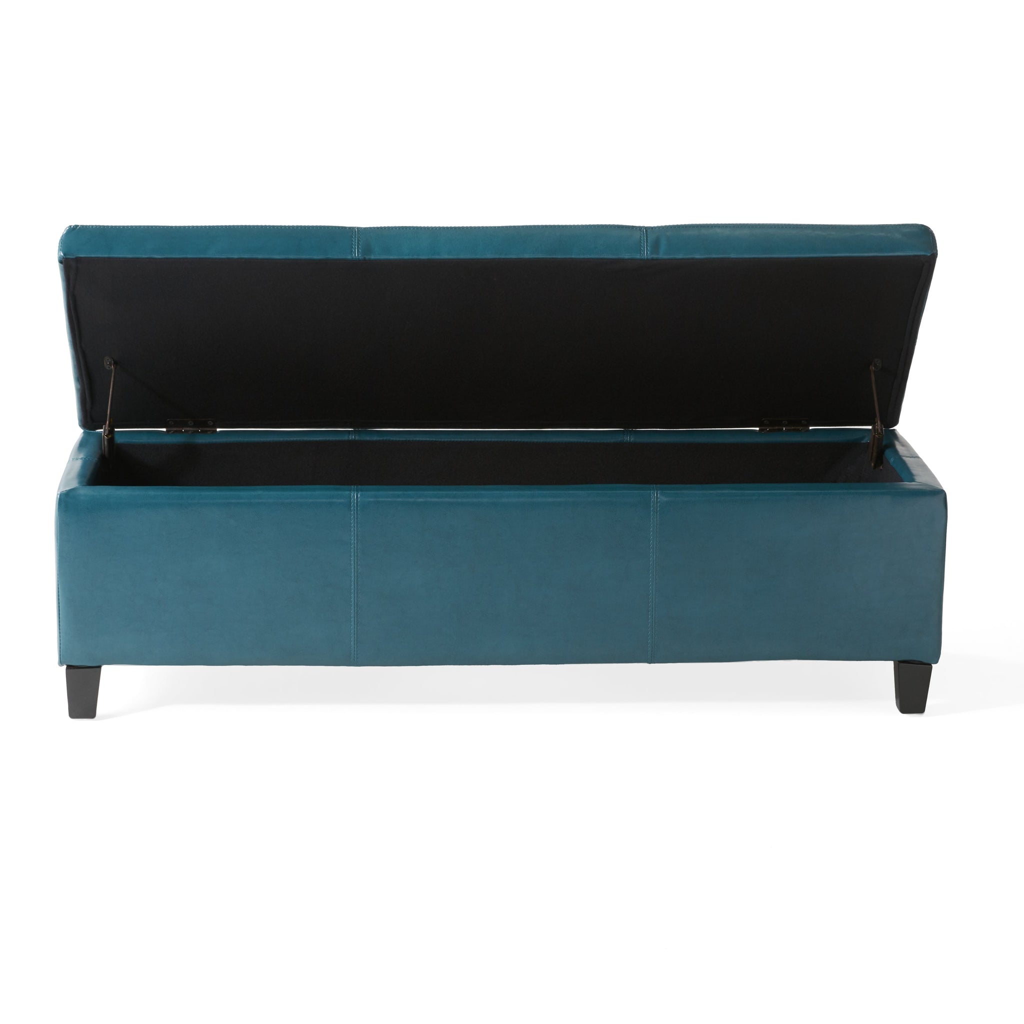 Upholstered PU Leather Storage Ottoman, Solid Wooden Legs by HouseOfZazla