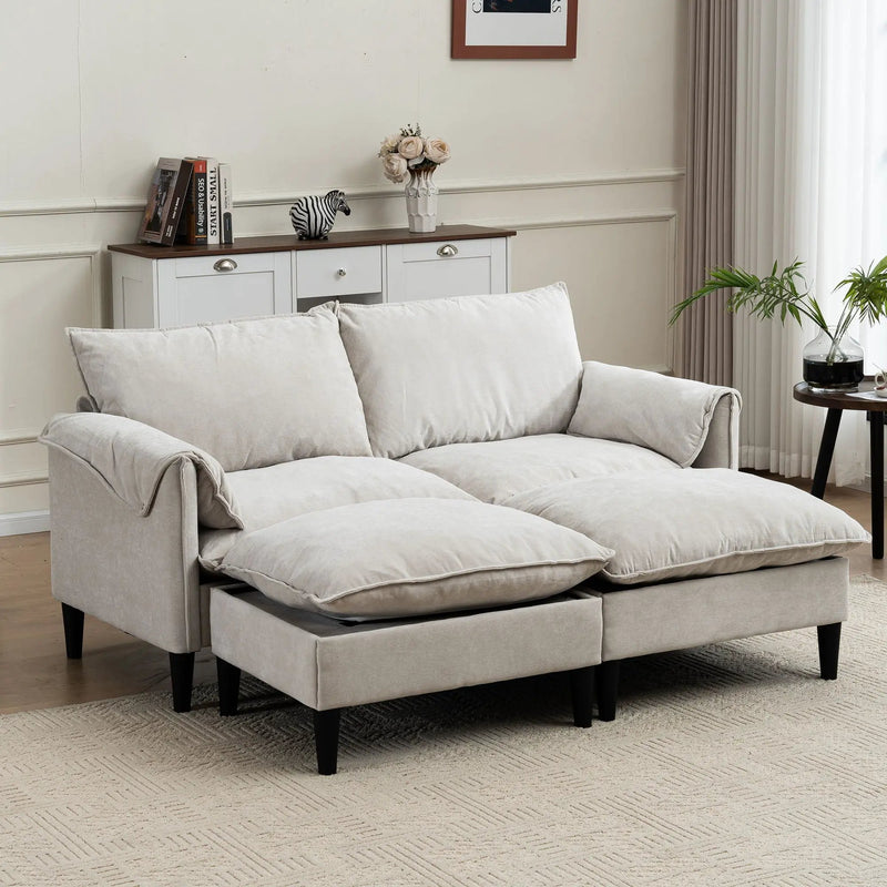 Convertible Combination Sofa With Footstools With Storage by Unique Piece Furniture