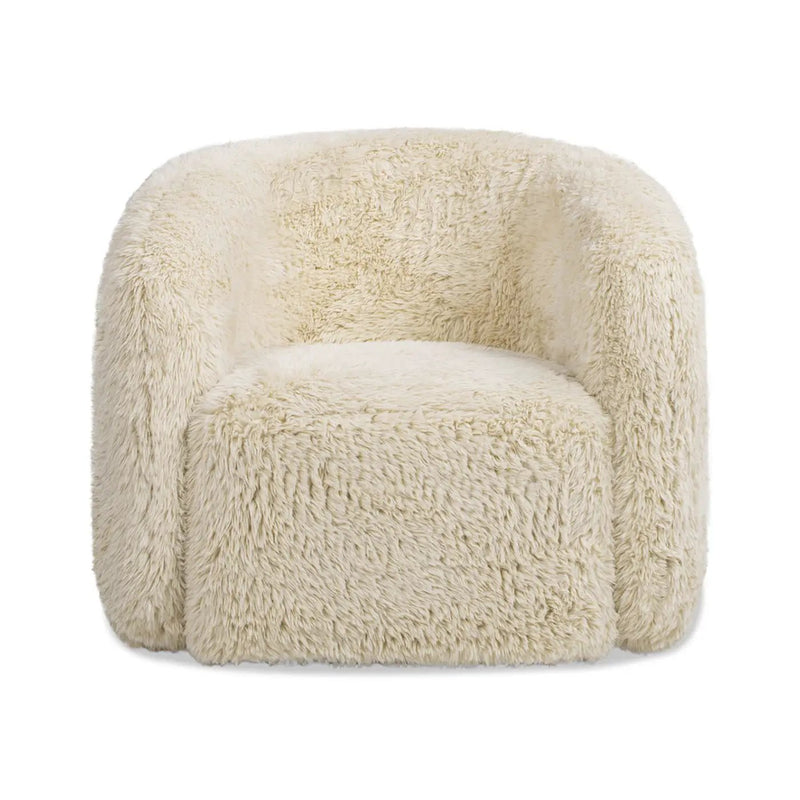 Colt - Fur Swivel Upholstered Barrel Accent Arm Chair - Cream Beige by Unique Piece Furniture