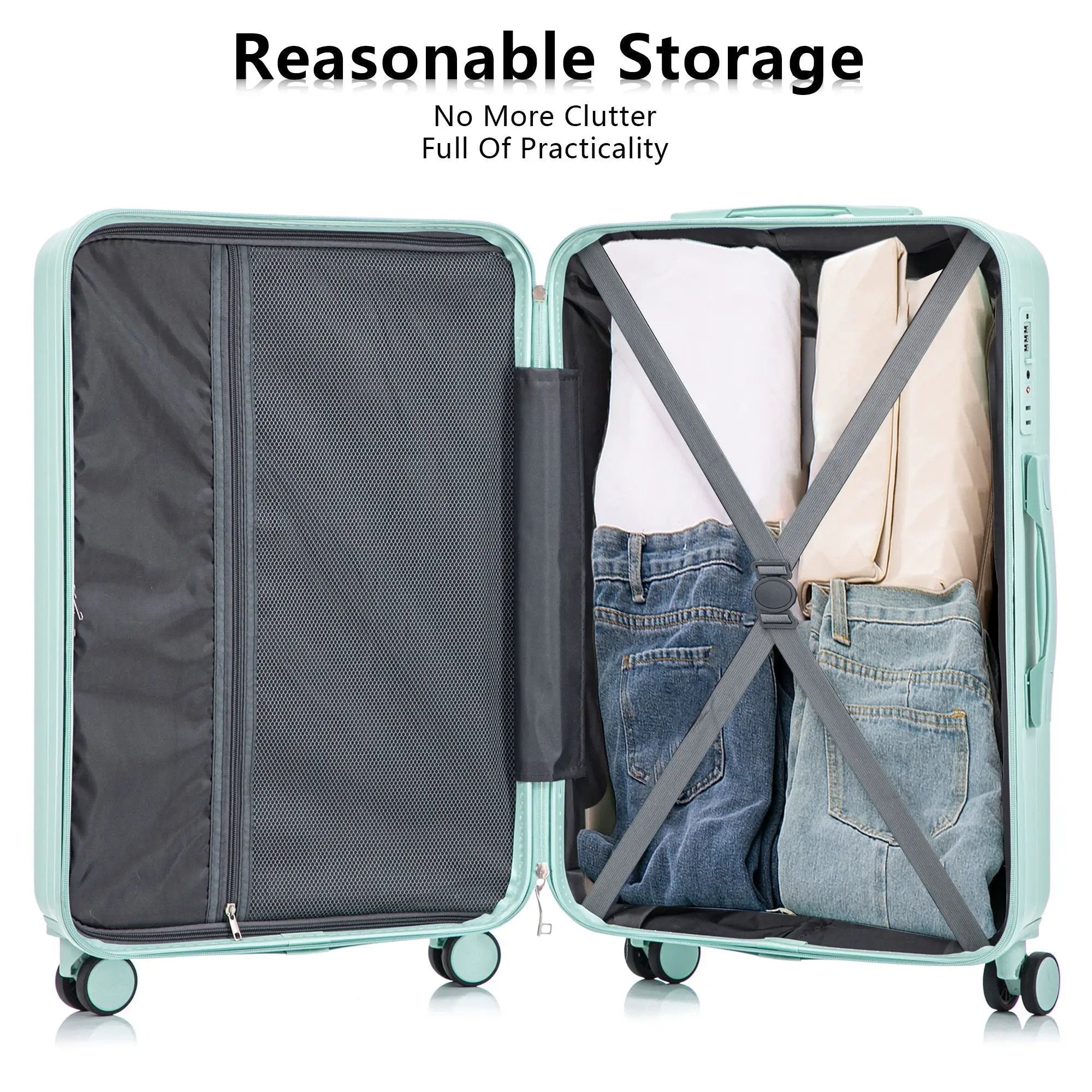 3 Pieces Set 20" / 24" / 28" Spinner Wheel Luggage With Combination Lock by HouseOfZazla
