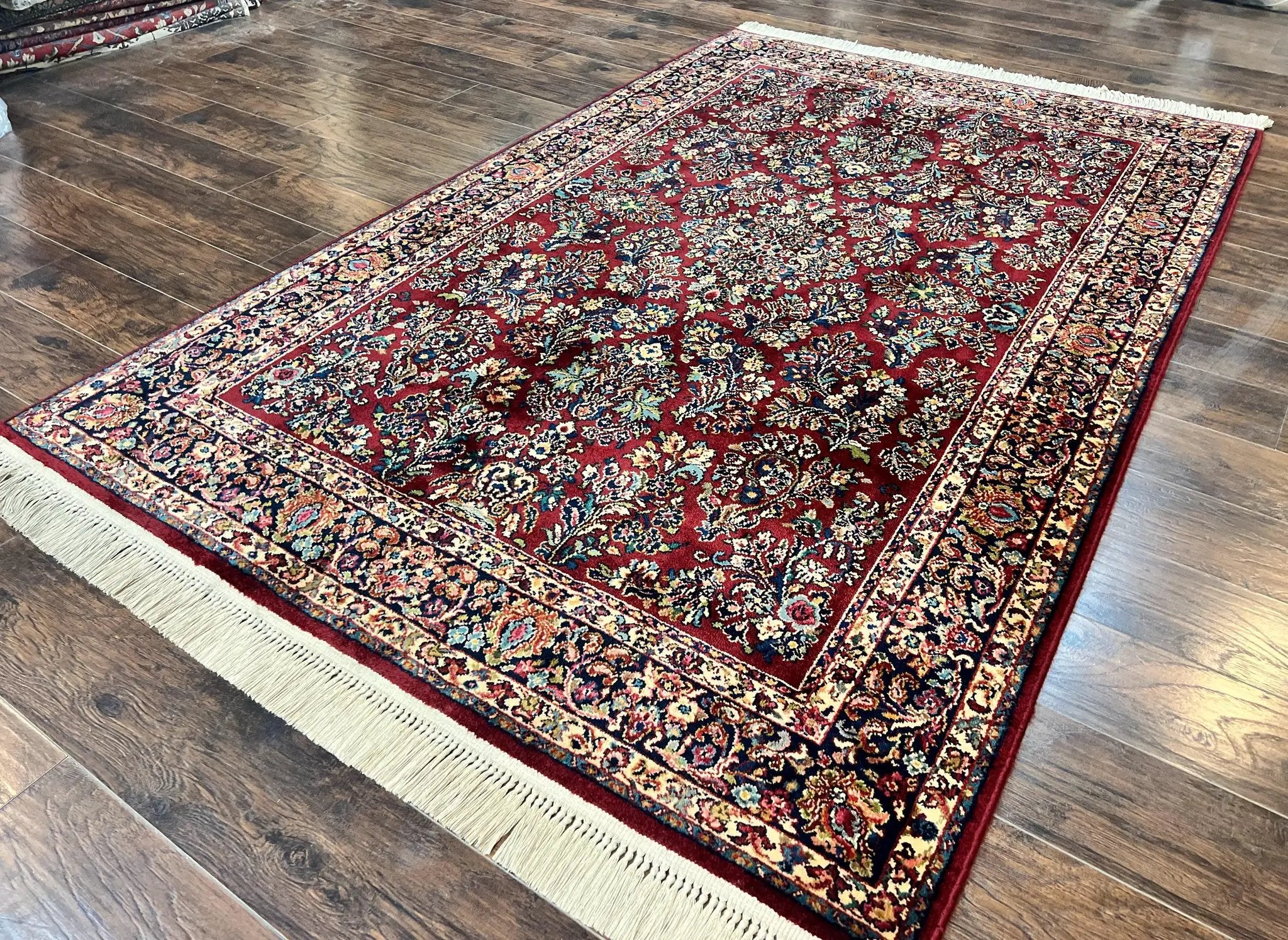 Karastan Rug 5.9 x 9 Red Sarouk Rug #785, Karastan Wool Rug, Karastan Carpet, Original 700 Series Vintage Karastan Oriental Rug Discontinued by Jewel Rugs