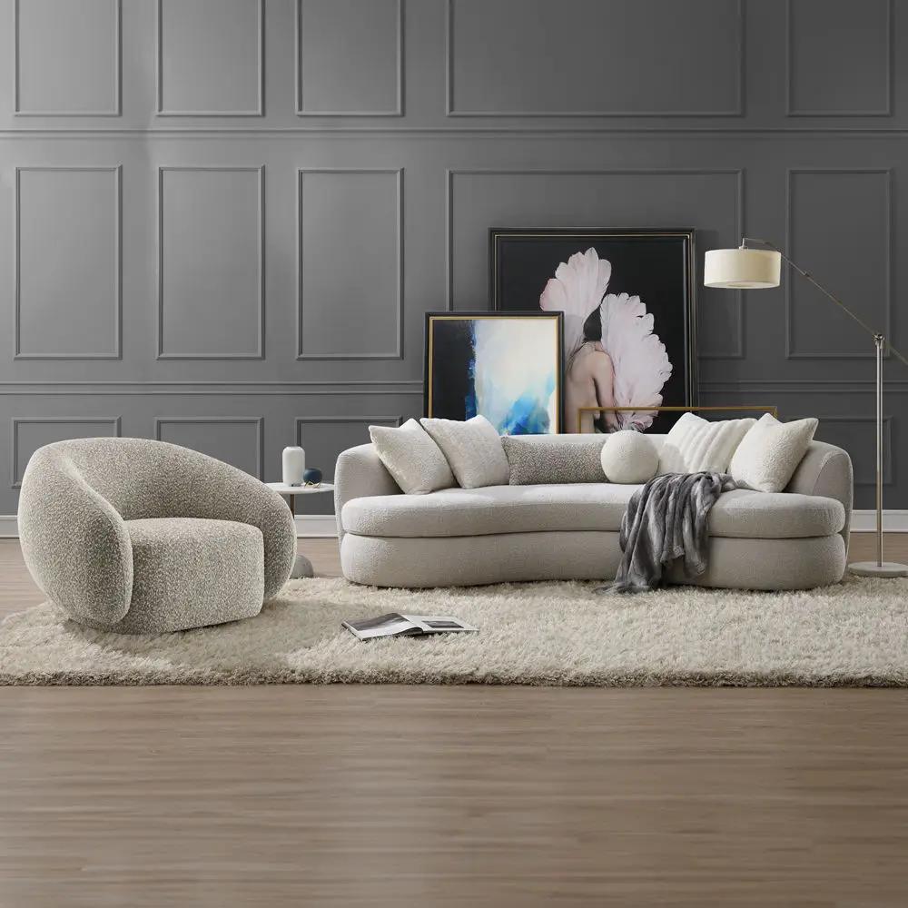 Iniko - Sofa With 6 Pillows - Beige Boucle by Unique Piece Furniture