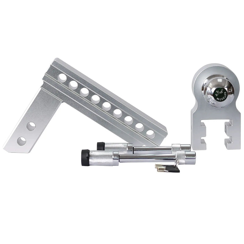 Alu - Adjustable Trailer Drop Hitch 2" Receiver 8" Adjustable - Silver by HouseOfZazla