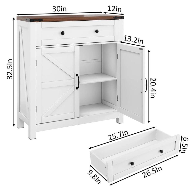 Farmhouse Storage Cabinet With Drawer And Adjustable Shelf by Unique Piece Furniture