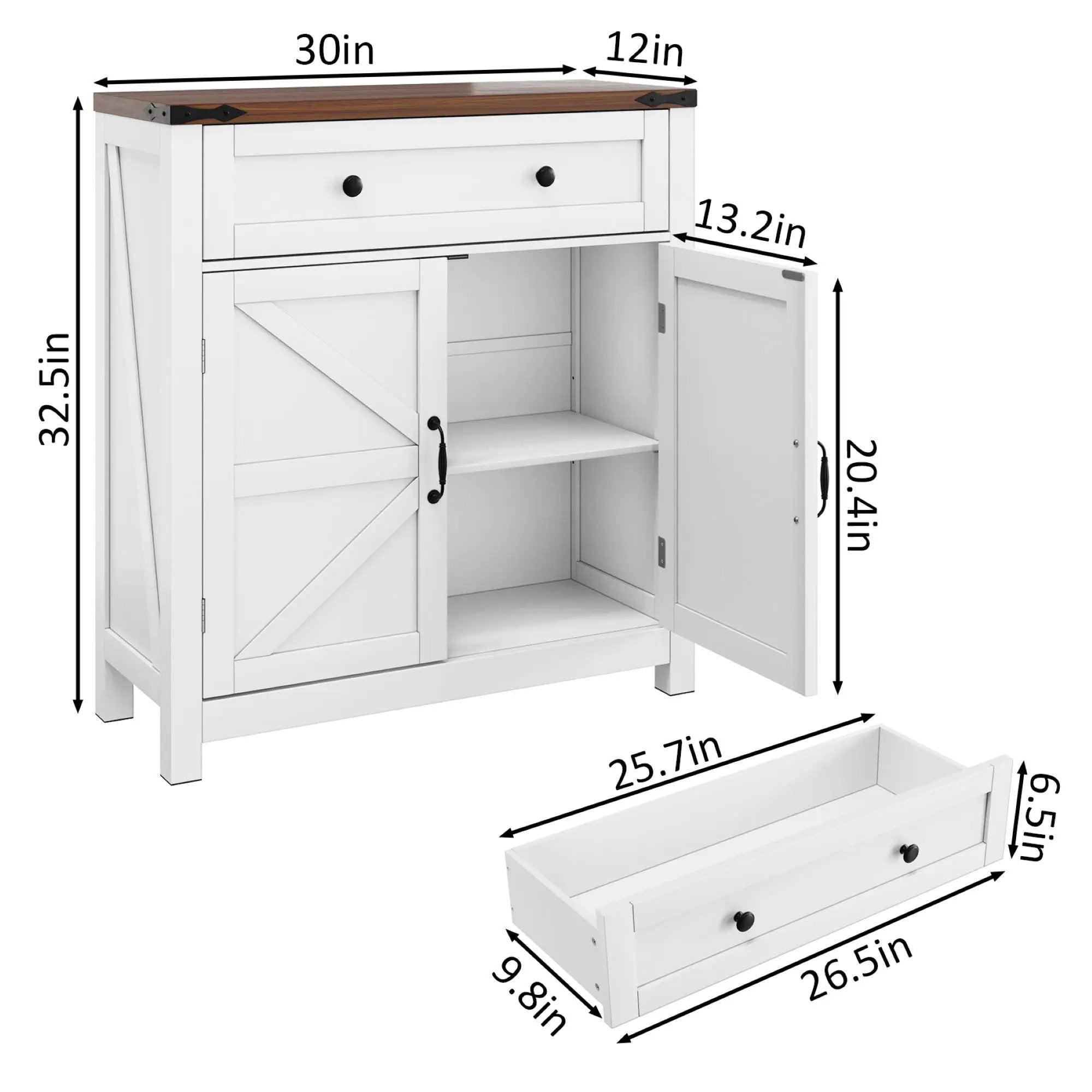 Farmhouse Storage Cabinet With Drawer And Adjustable Shelf by HouseOfZazla