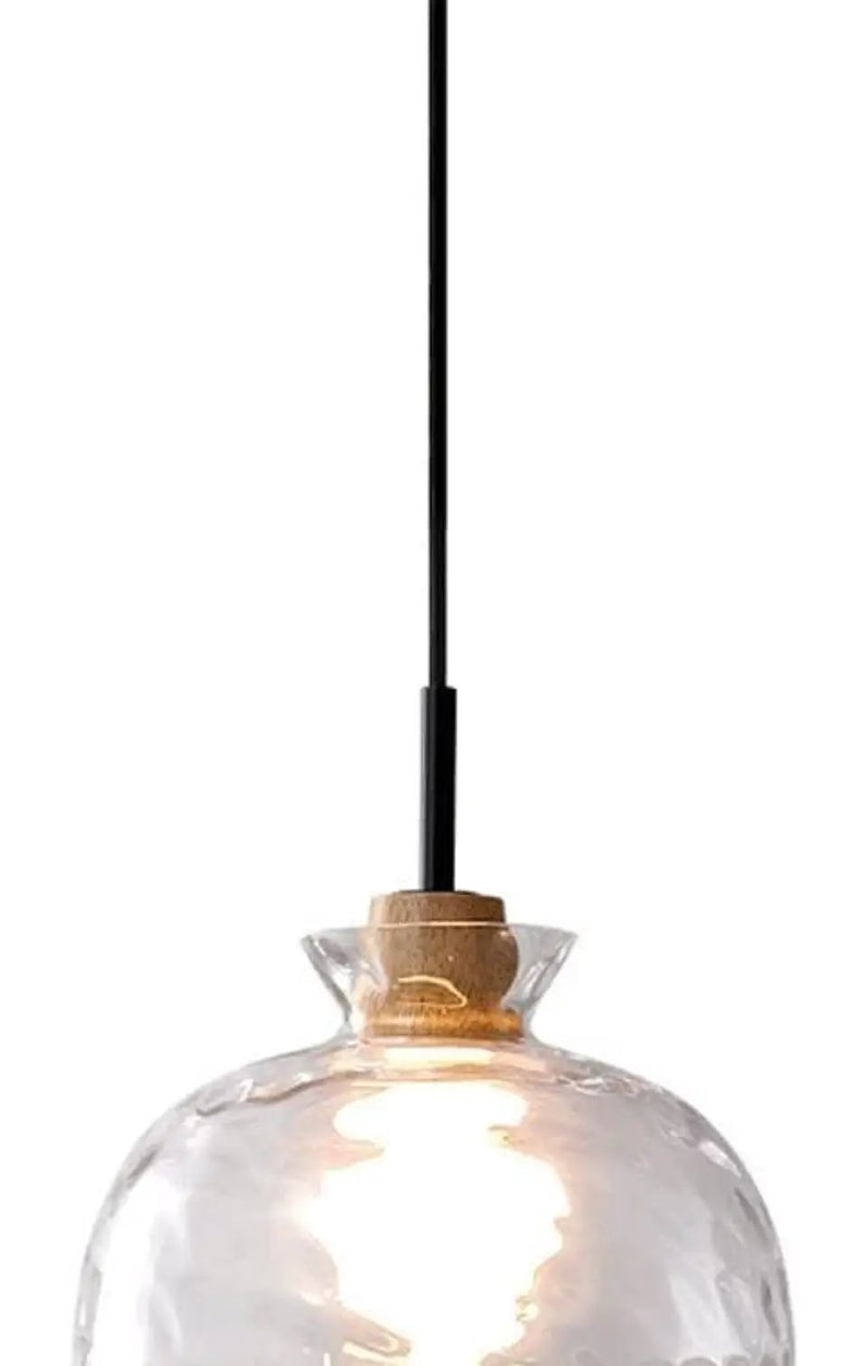 Open Box LTBFDDC Farmhouse Small Pendant Lights Kitchen Island, Adjustable Height Hanging Ceiling Lamp Handblown Glass Dome Clear Hammered Shade For D by Selzalot