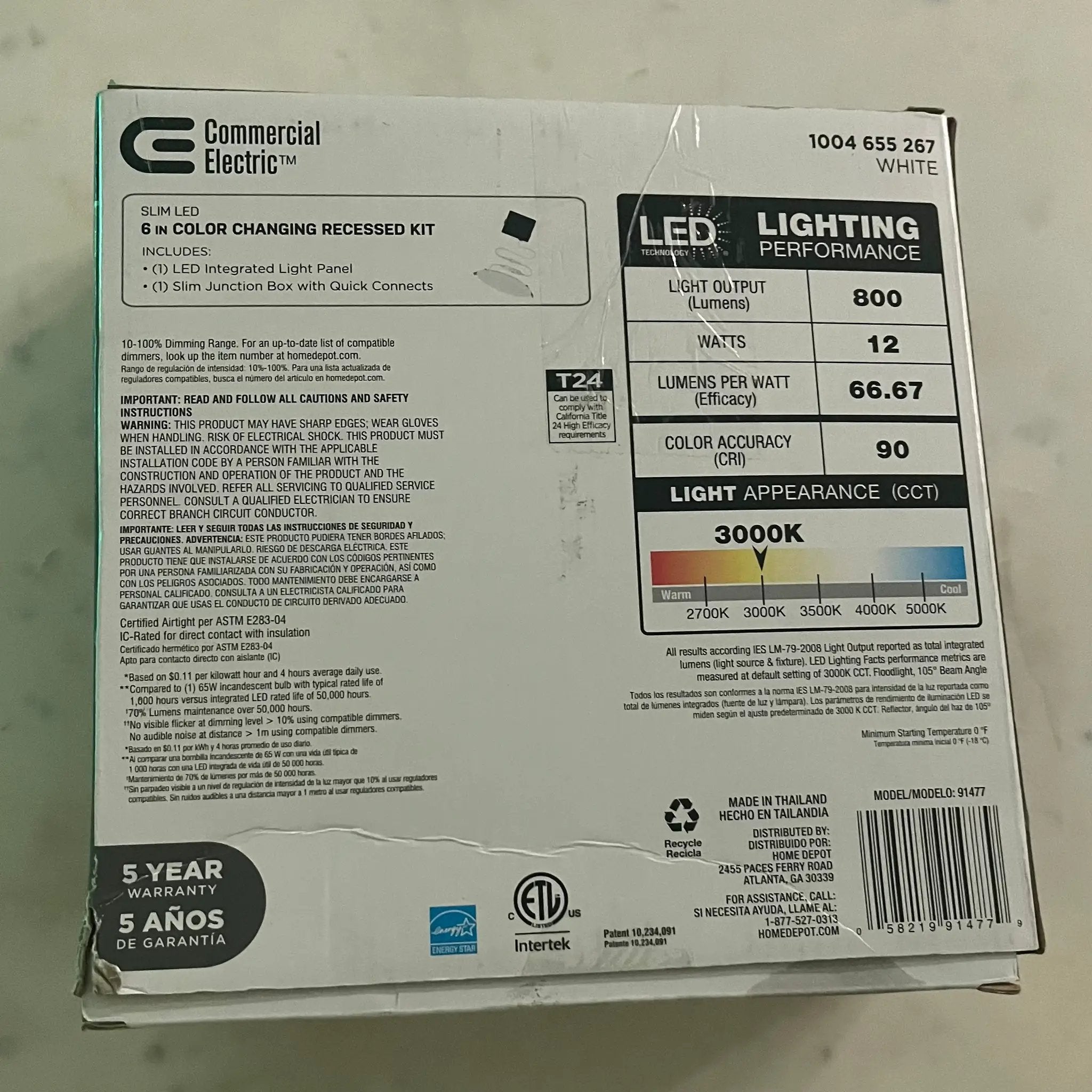 Commercial Electric Ultra Slim Integrated LED 6 in Round Adj Color Temp Canless Recessed Light for Kitchen Bath Living rooms, White by Selzalot