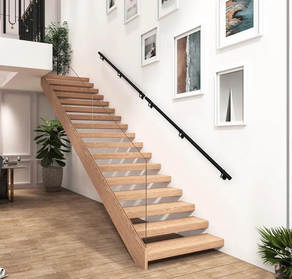 ROTHLEY 6.6 FT Industrial Handrails for Indoor Stairs: Modern Staircase Handrails Wall Mount Stair Handrail 1.6 Round Sturdy Pipe Hand Railings for St by Selzalot