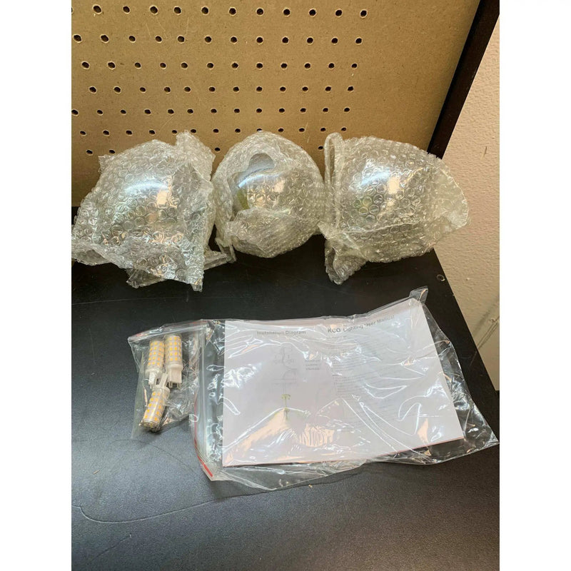 KCO Lighting Glass Globe Sputnik Chandelier 3-Light Brass Gold Close to Ceiling Light Mid Century Flush Mount Ceiling Light for Kitchen Island Bedroom Bathroom (3-Lights) by Selzalot