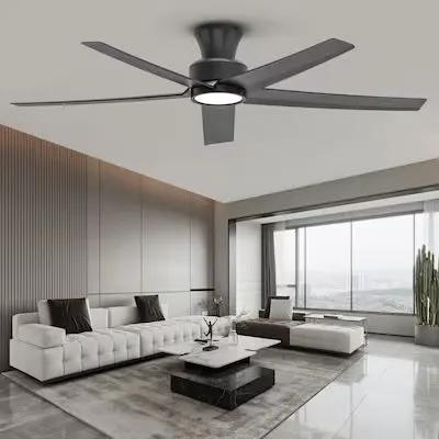 Open Box ocioc WFIVE 52-in Integrated LED Flush Mount Matte Black with Matte Black by Selzalot