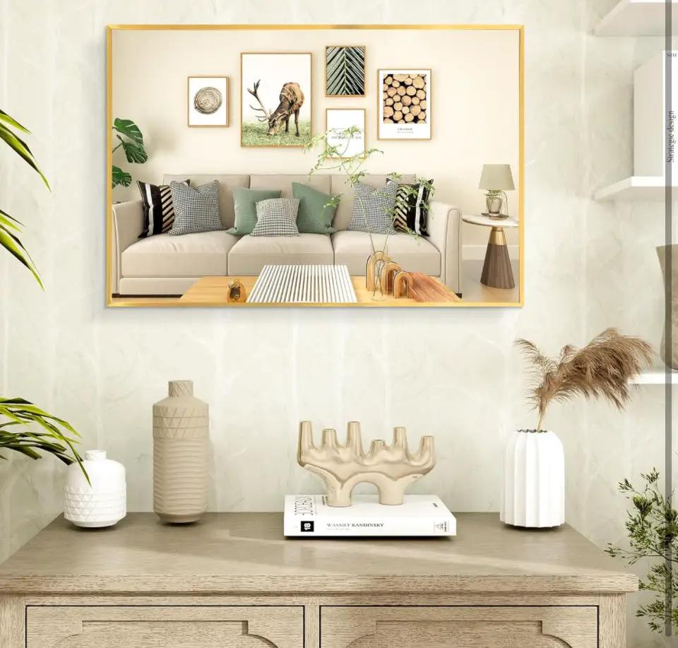 FANYUSHOW Rectangular Wall Mirror with Gold Metal Frame, 24X36 Inch Rectangle Mirror, Gold Bathroom Vanity Mirror Farmhouse, Anti-Rust, Tempered Glass by Selzalot