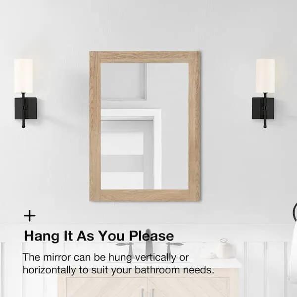 Open Box GLACIER BAY Huckleberry 24 in. W x 32 in. H Rectangular Framed Wall Mount Bathroom Vanity Mirror in Weathered Tan by Selzalot