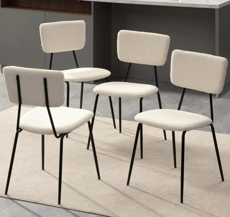 Bacyion Dining Room Chairs Set of 2 - Modern Boucle Fabric Kitchen Chairs, Dining Chairs with Metal Legs for Dining Room, Kitchen, Living Room by Selzalot