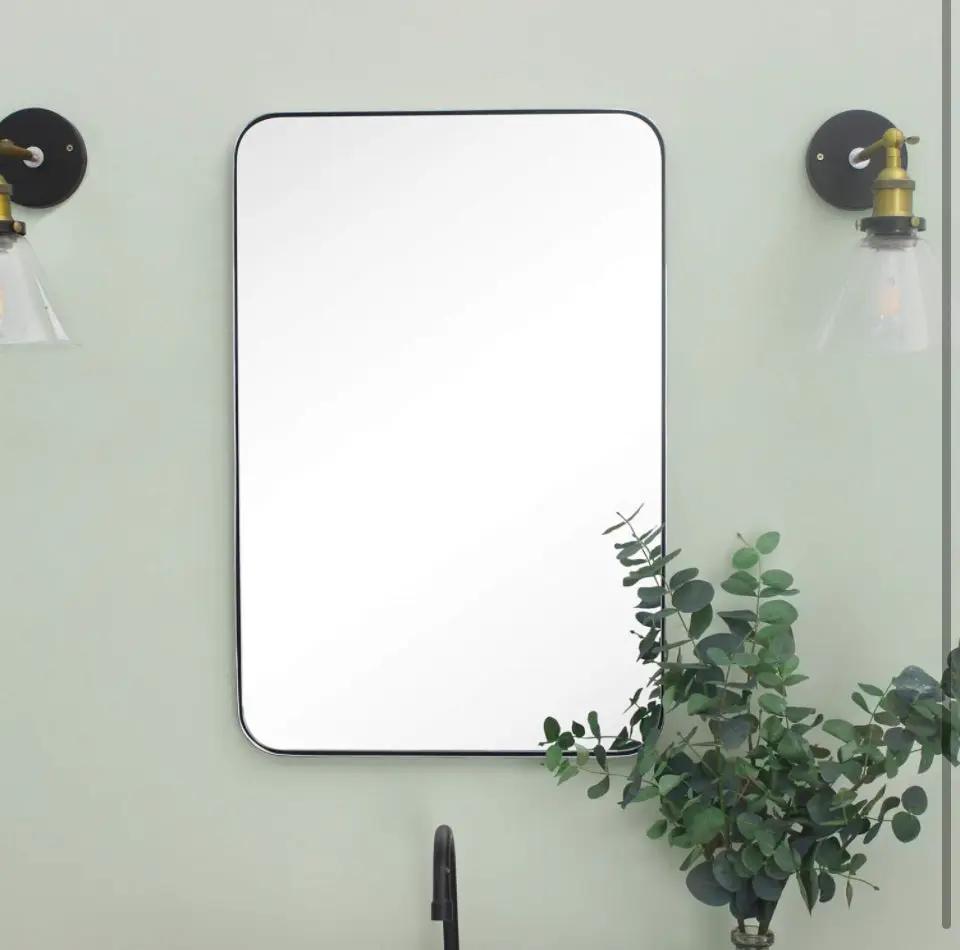 GRACTO 20x30 inch Chrome Stainless Steel Metal Framed Bathroom Mirror Wall Mounted Rounded Rectangular Bathroom Vanity Mirror by Selzalot